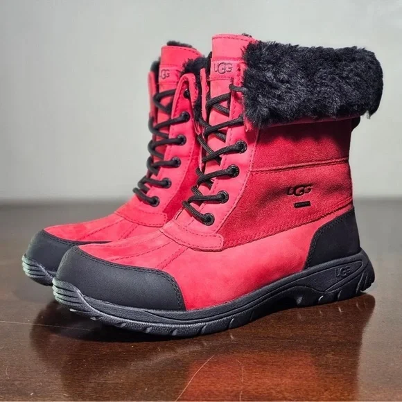 UGG Mens Black and Red Lace-Up Boots UGG® Men main image 4